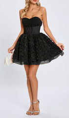 Eustacia Black Strapless Corset Mini Dress