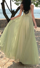 Fala Green Ethereal Sweetheart Maxi Dress