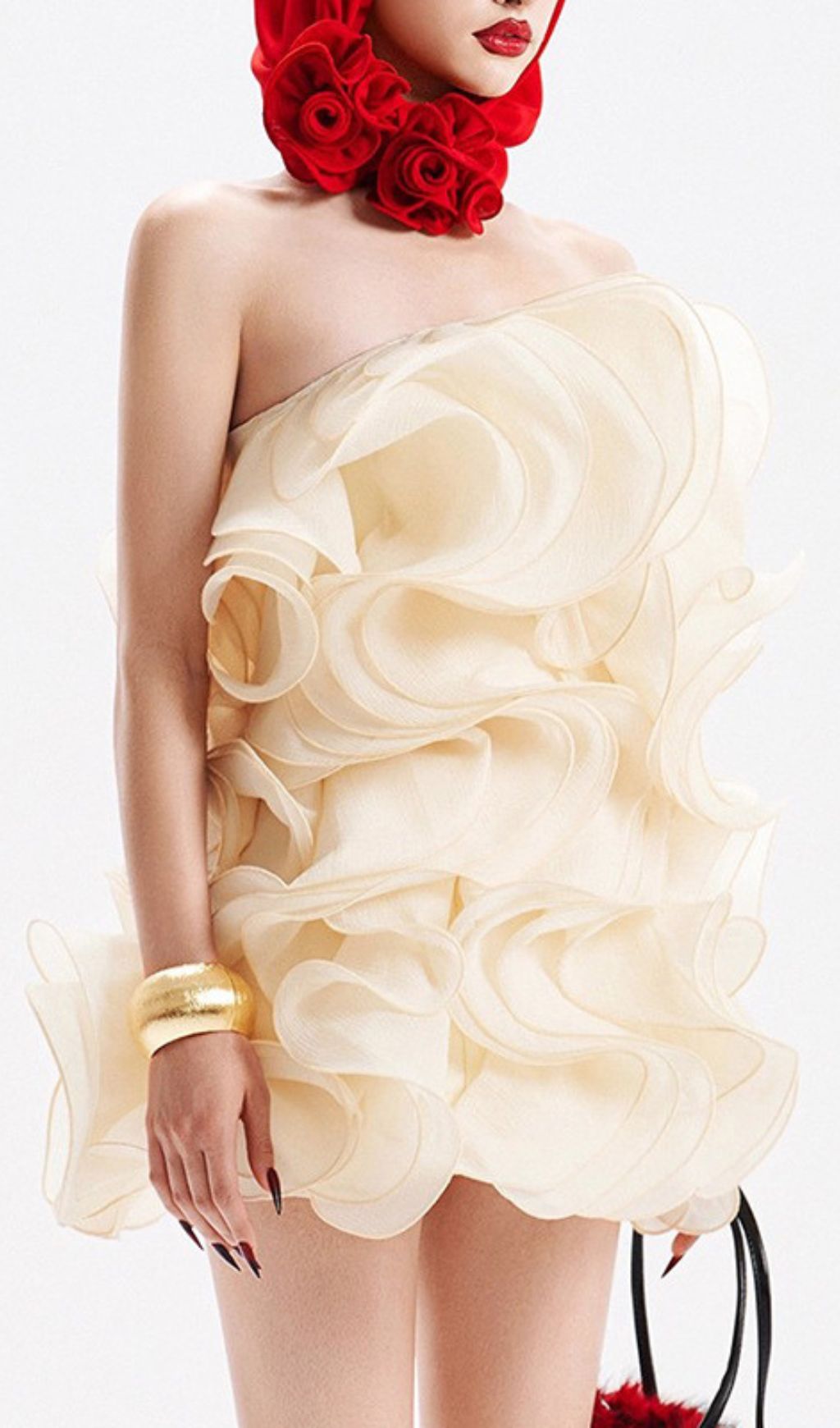 Indiana Voluminous Ruffle Strapless Mini Dress