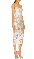 Allegra Strapless Jasmine Midi Dress