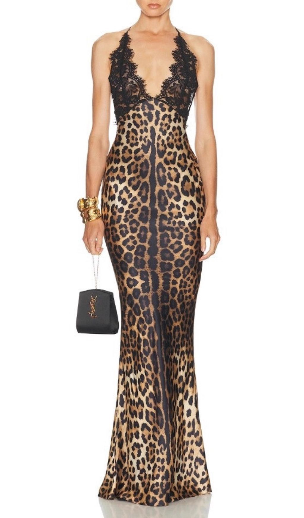 Joelle Halter Lace Leopard Maxi Dress