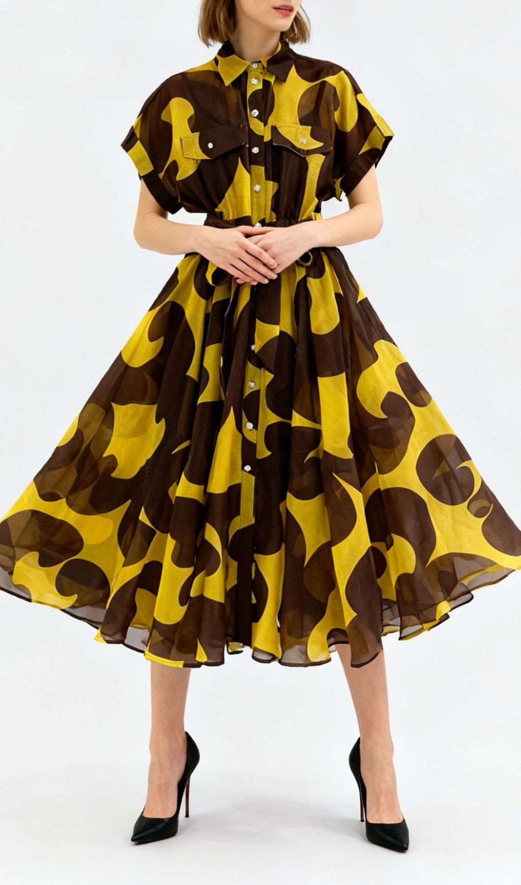 Jeroen Abstract Print Midi Shirt Dress