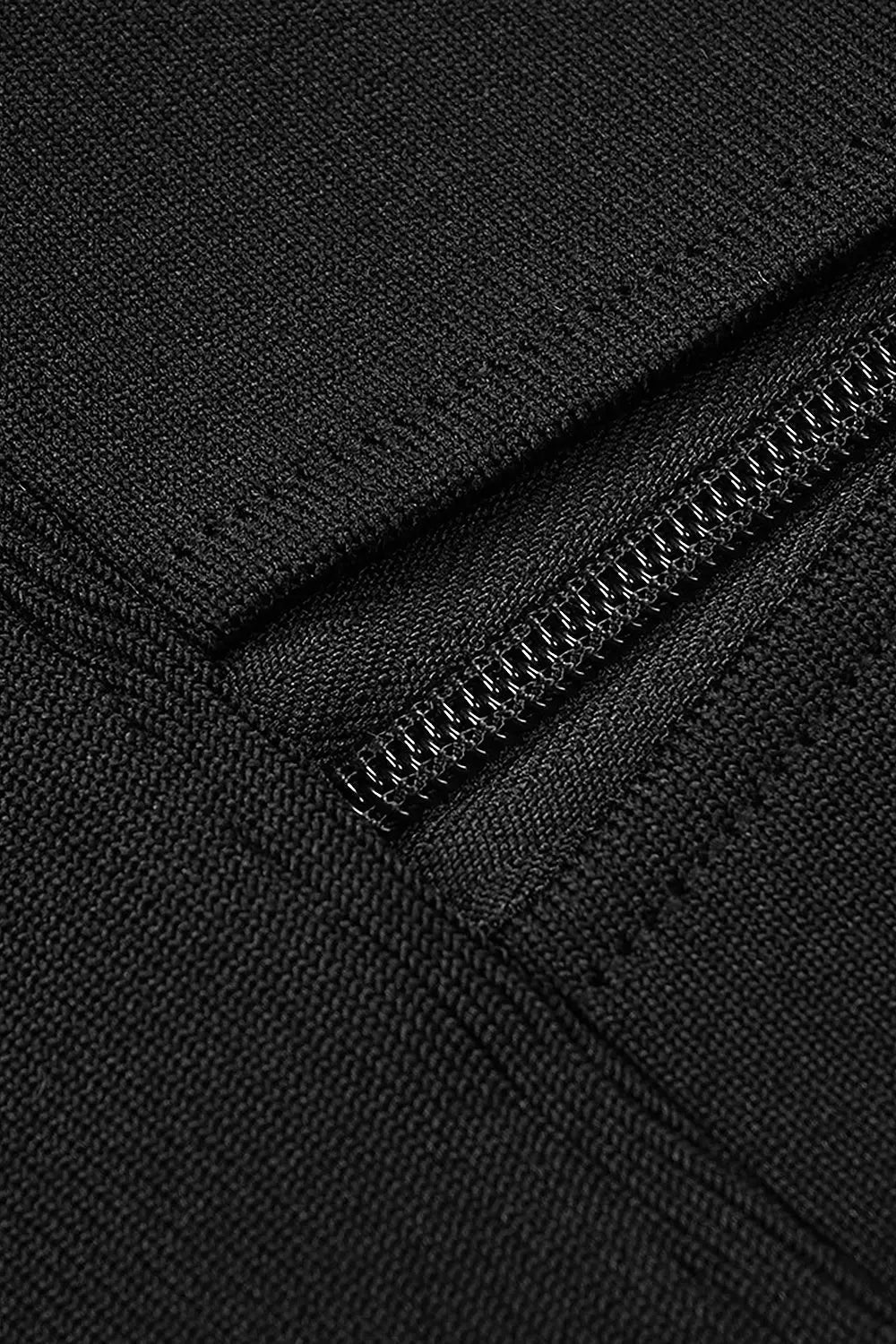 Chic Black Detachable Neck Maxi Bandage Dress