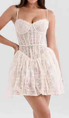 Chiho Romantic Lace Corset Mini Dress