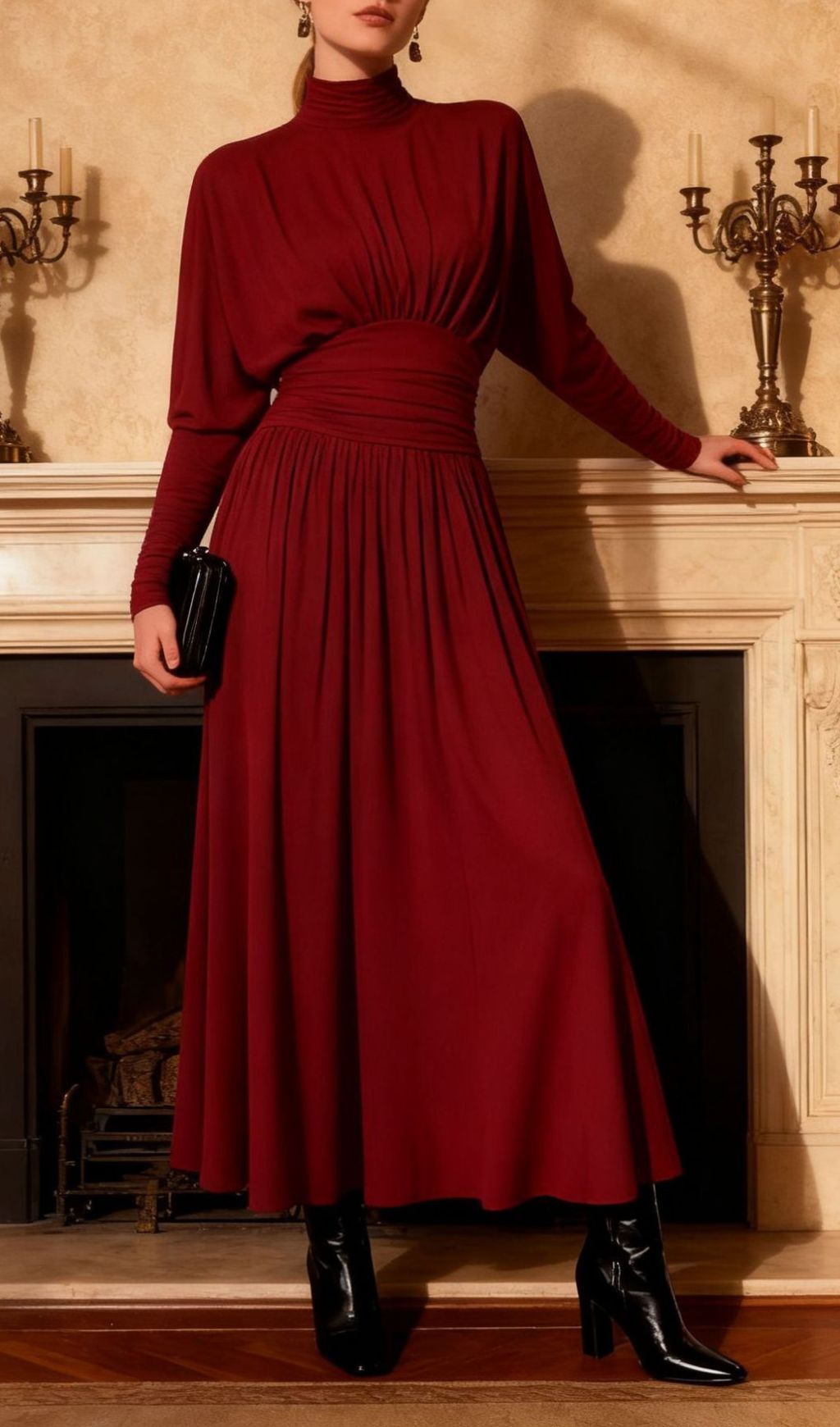 Isano Luxe Ruched Long Sleeve Maxi Dress