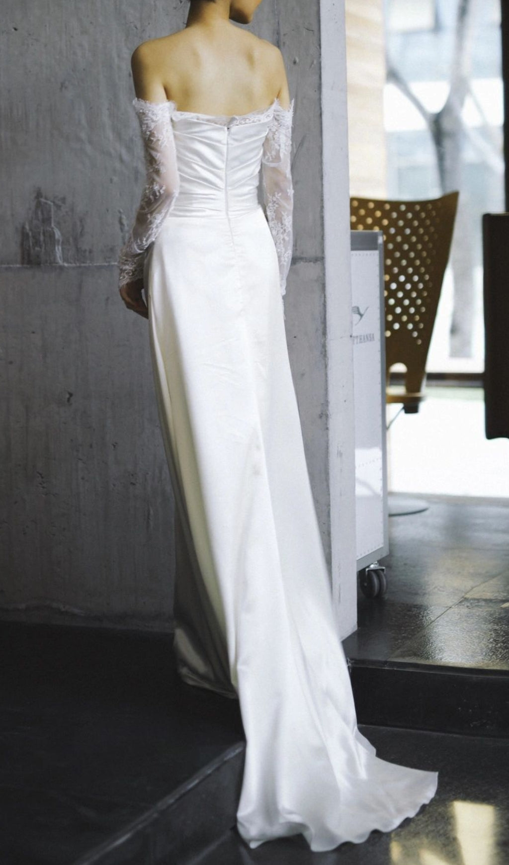 Colleen Off-Shoulder Lace Wedding Dress with Pockets