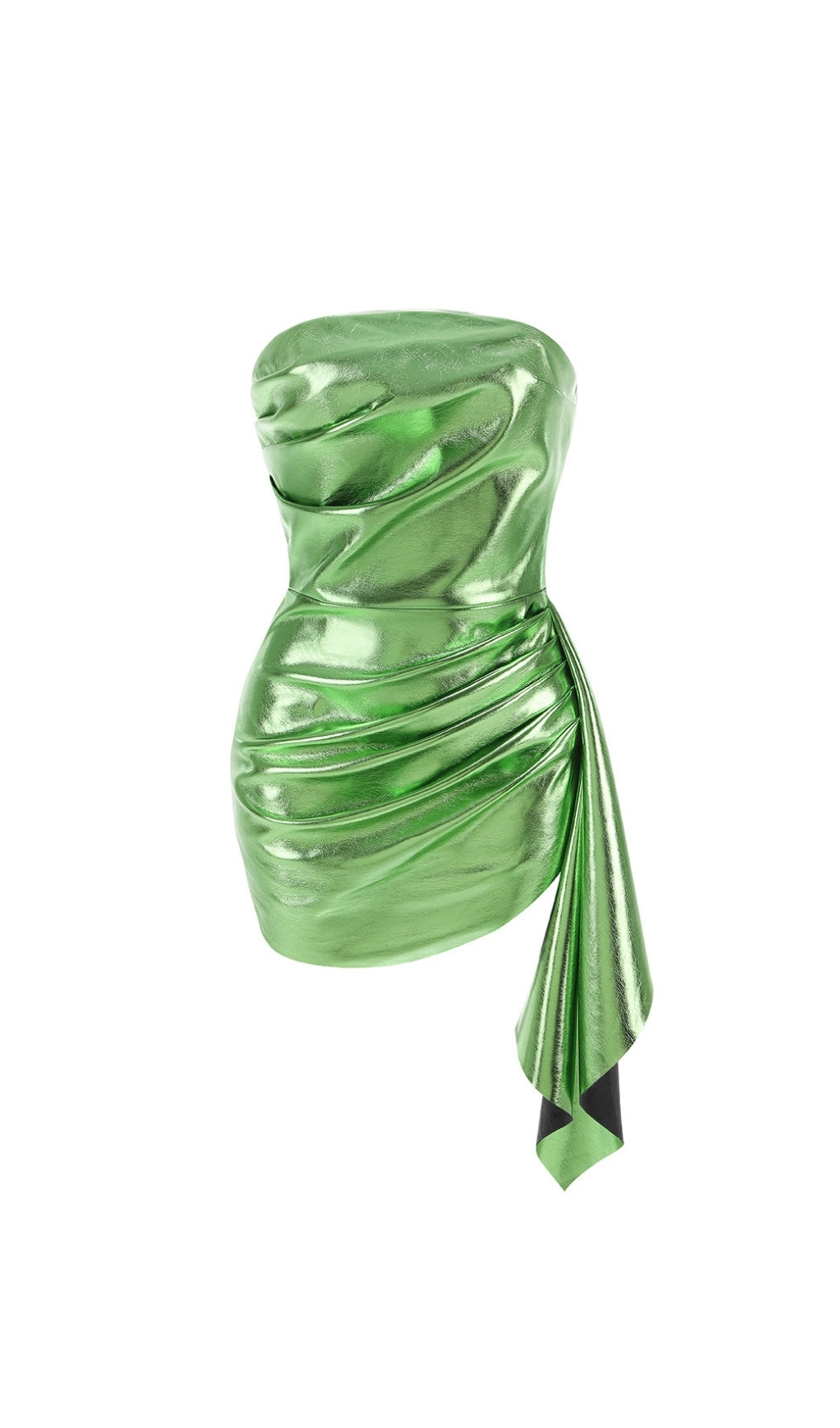 Showstopping Metallic Green Strapless Mini Dress