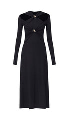 Braydon Chic Cutout Knit Long Sleeve Midi Dress