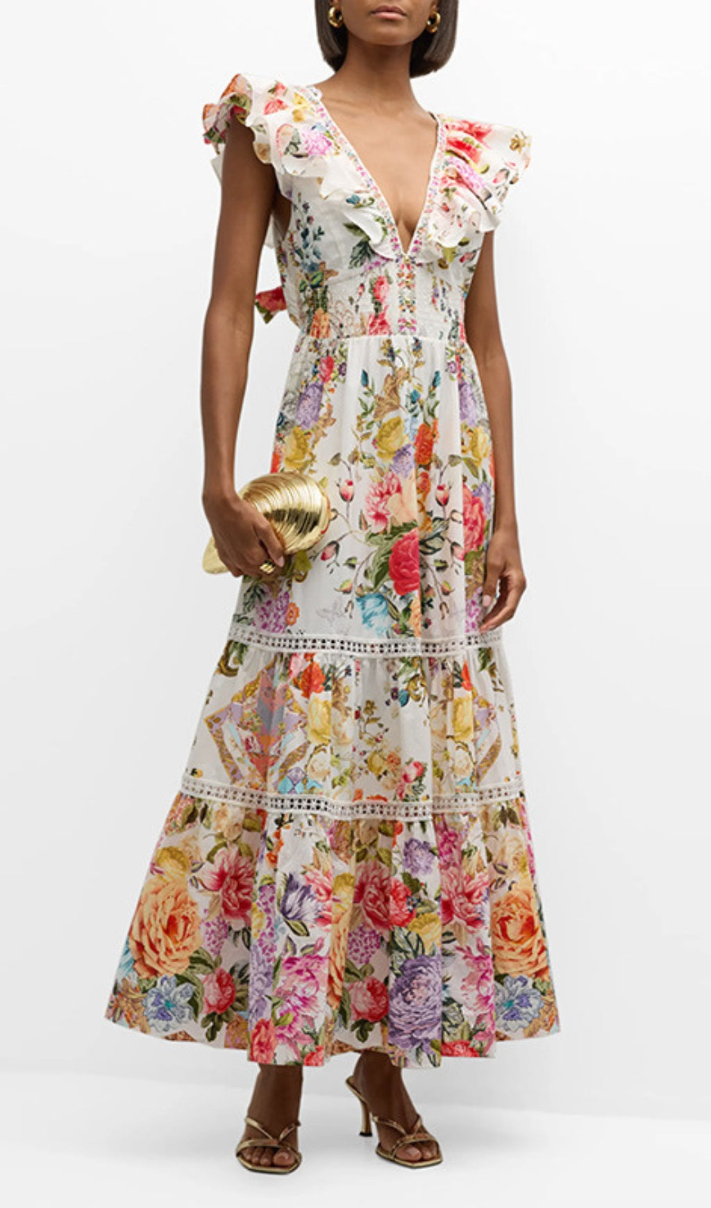 Efrem Vibrant Floral Tiered Midi Dress
