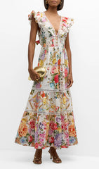 Efrem Vibrant Floral Tiered Midi Dress