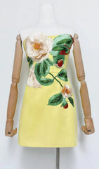 Gauri Strapless 3D Floral Mini Dress