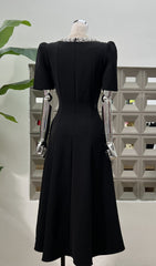 Faizah Sparkling Bow Beaded Midi Dress with Pockets