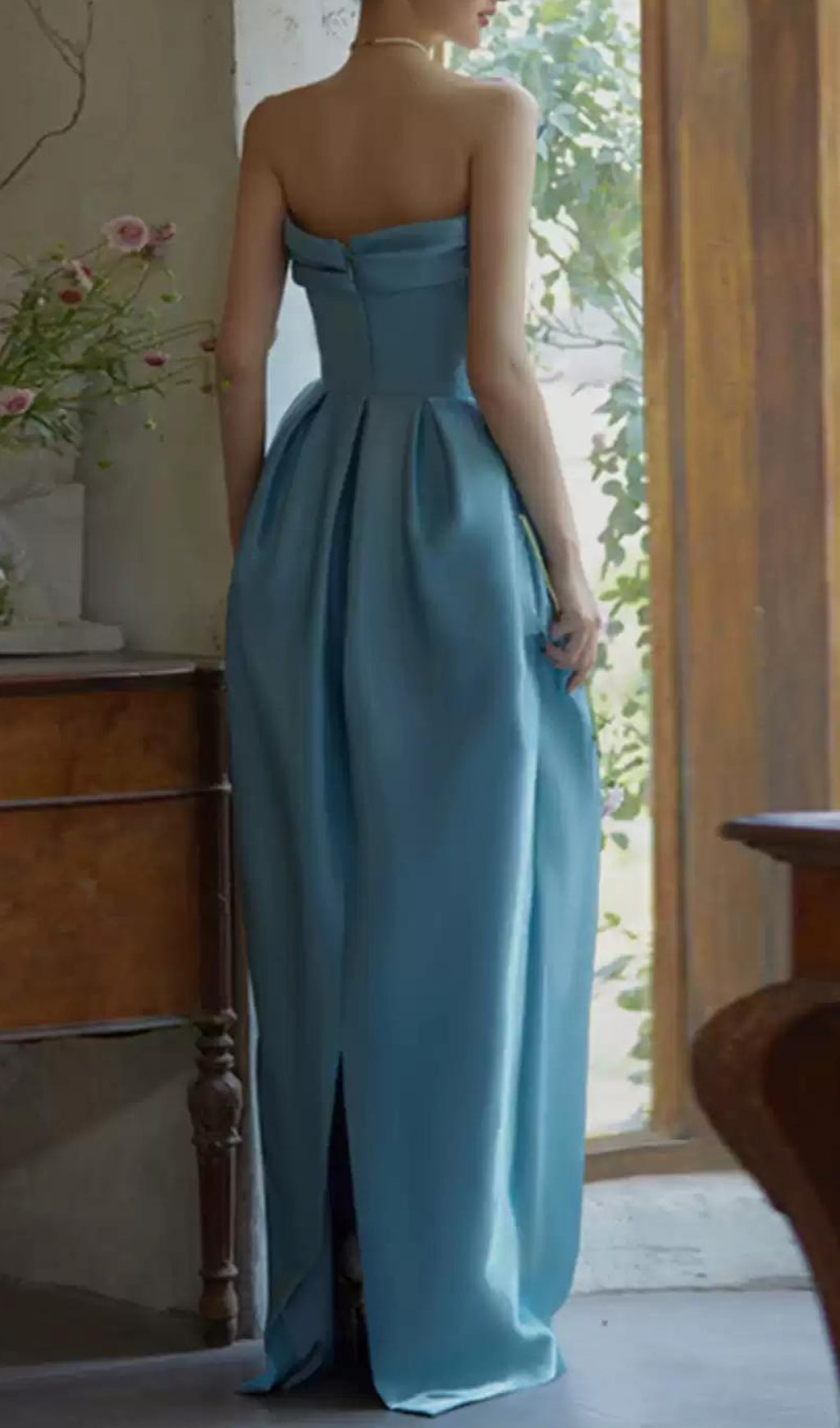Bode Blue Strapless Maxi Dress