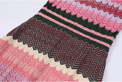 Gregg Vibrant Chevron Knit Strappy Midi Dress