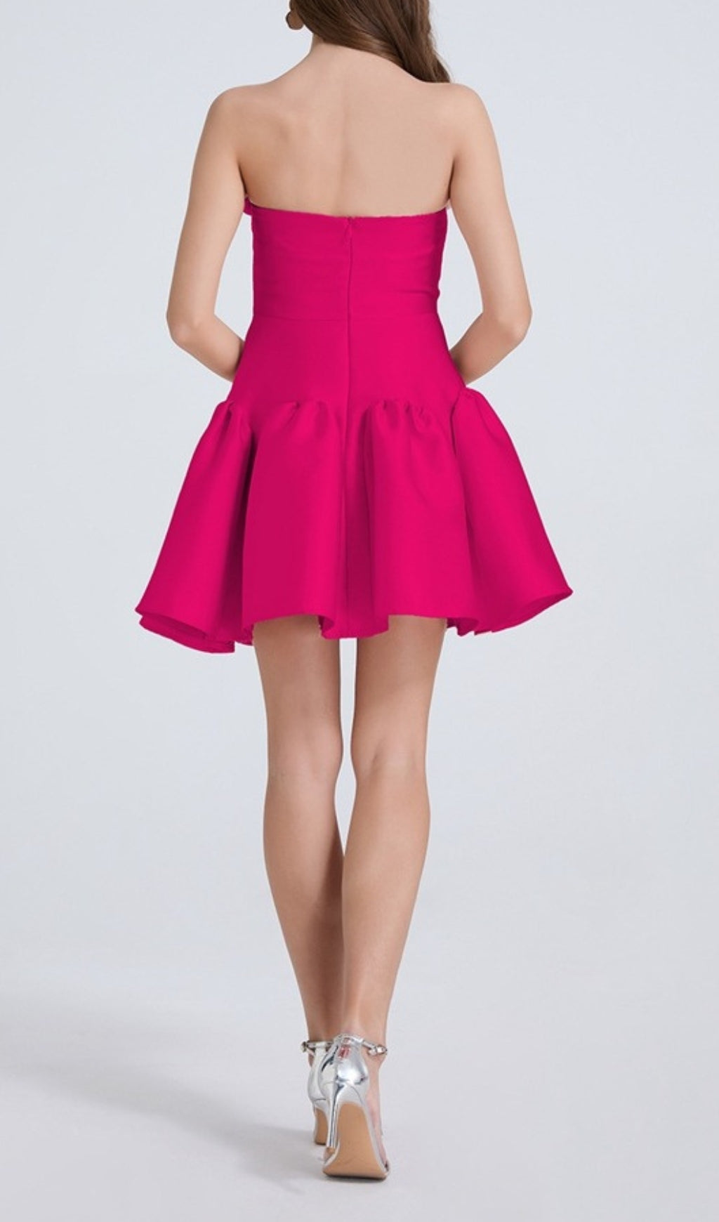 Denae Rose Vibrant Fuchsia Strapless Floral Mini Dress