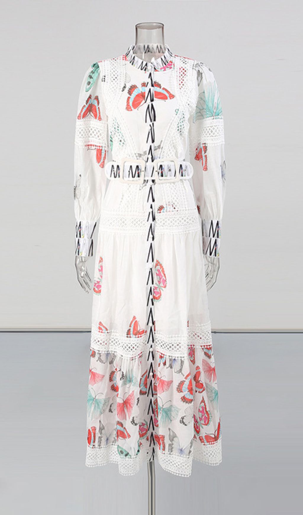 Enchanting Granada Butterfly Garden Long Sleeve Maxi Dress
