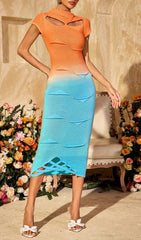 Syvrix Ombre Cutout Knit Midi Dress