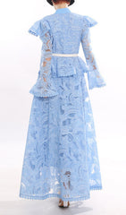 Jereni Blue Lace Maxi Dress for Women