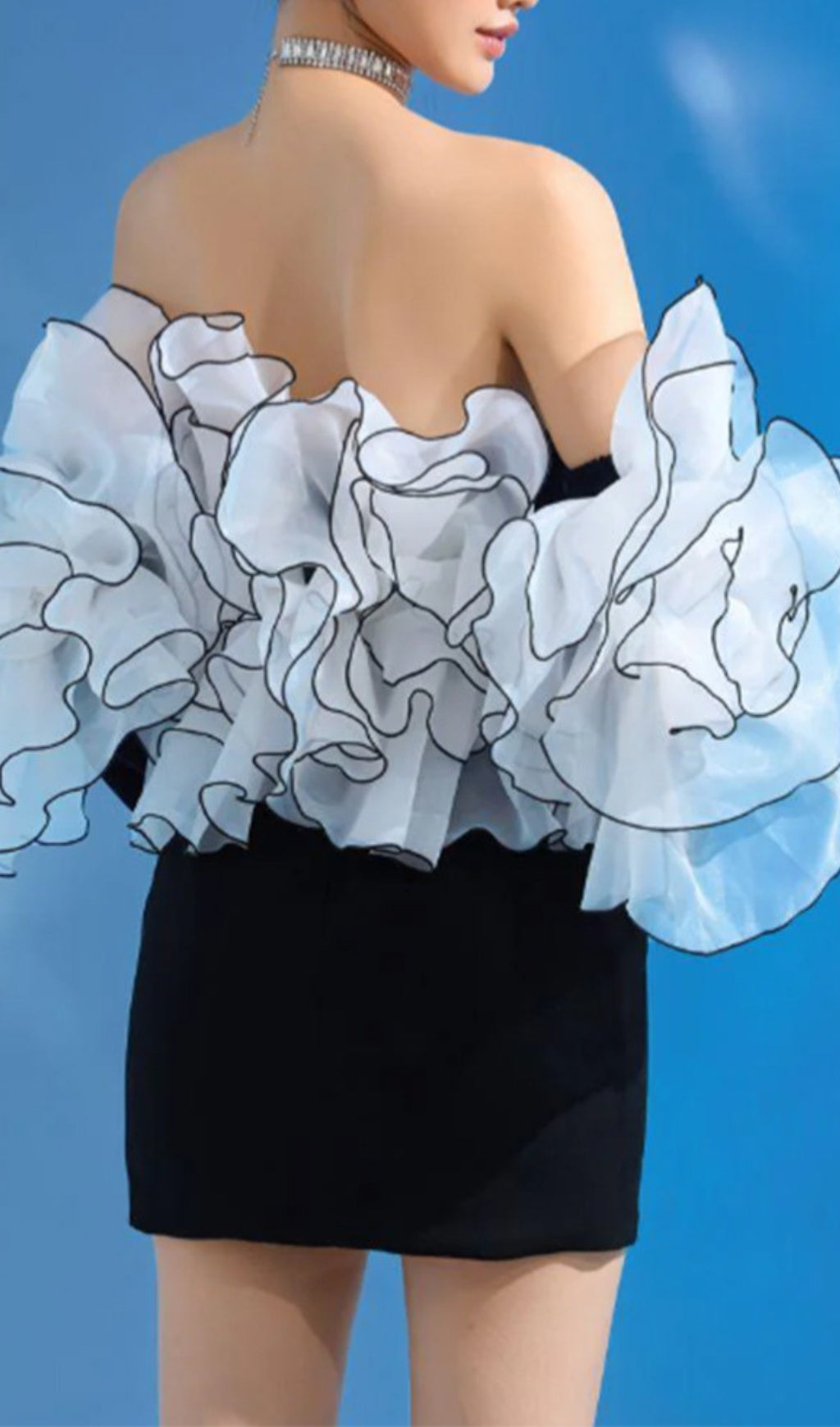 Bridgit Off-Shoulder Rose Appliqu Black Mini Dress