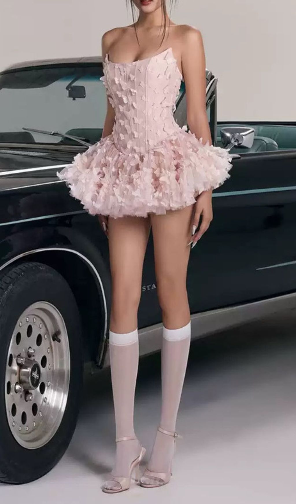 FYRA Strapless Pink Butterfly Corset Mini Dress