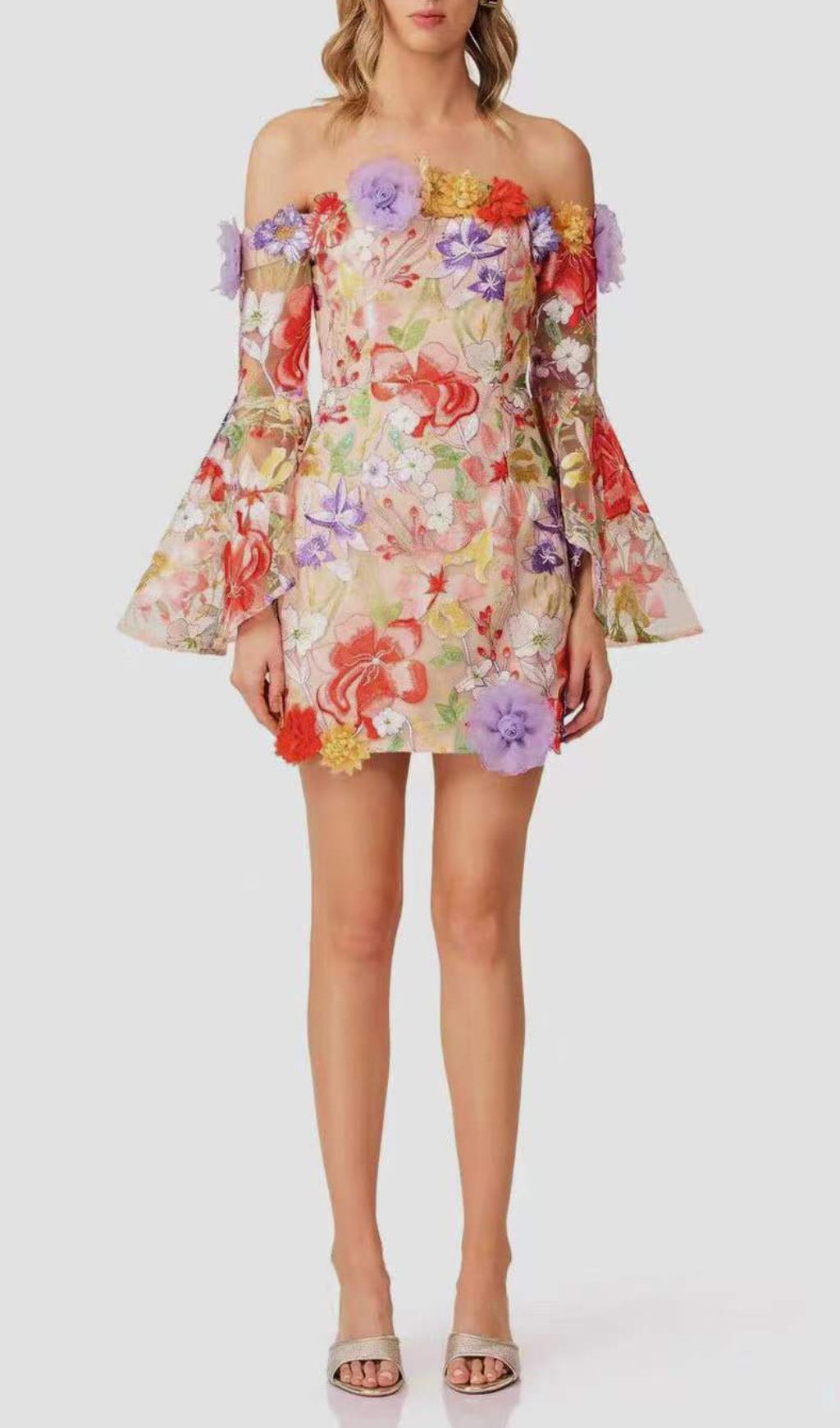 Iga Floral Embroidered Off-Shoulder Mini Dress