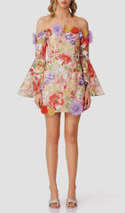 Iga Floral Embroidered Off-Shoulder Mini Dress