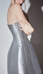 Amita Grey Crystal Mini Dress