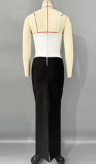 Gellrt Diamante Black & White Bandage Maxi Dress