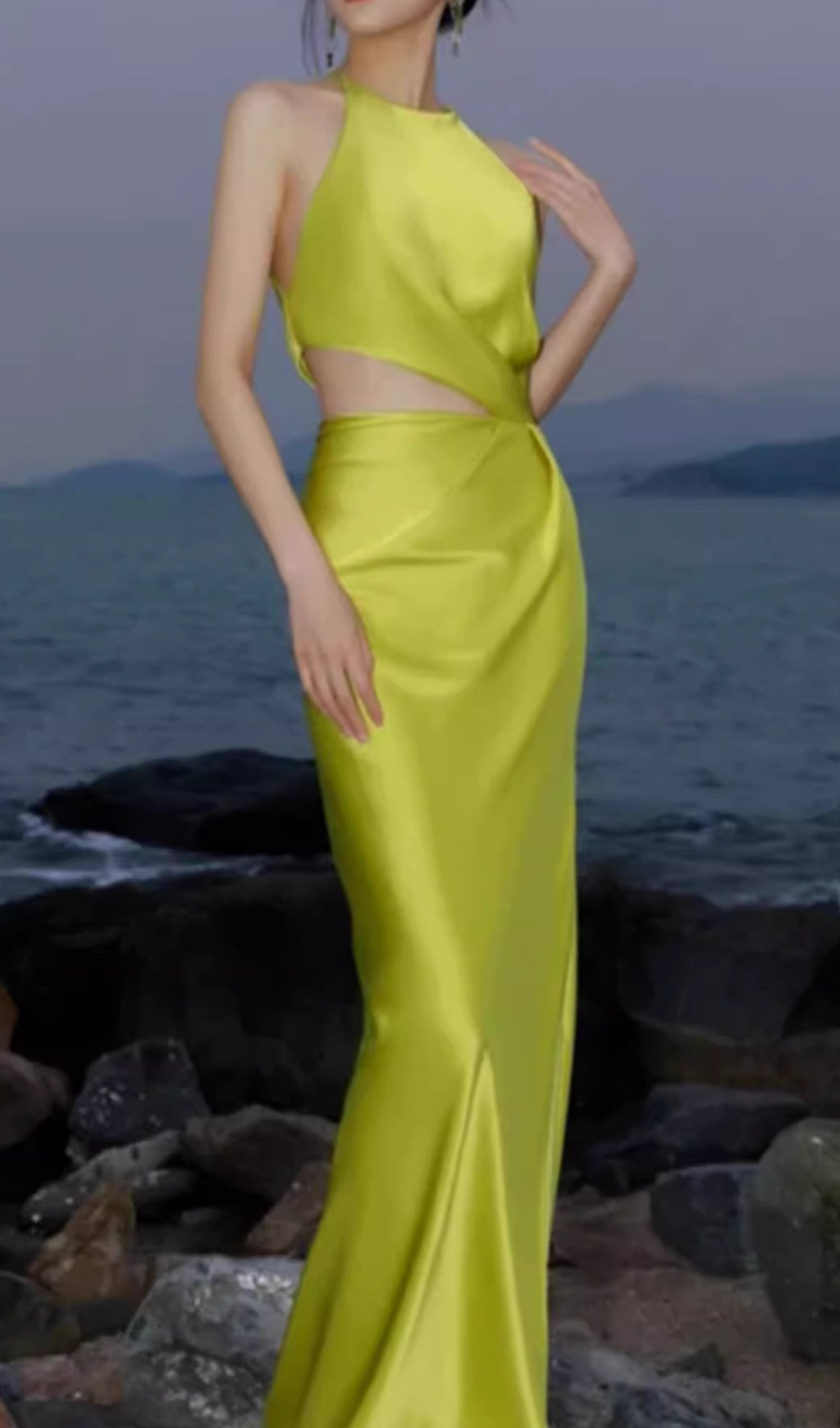 Eskil Green Halter Cutout Maxi Dress