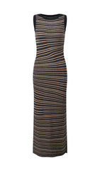 Jamaica Coffee Striped Knit Maxi Dress
