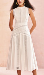 Darlene Periwinkle Lace & Eyelet Sleeveless Midi Dress