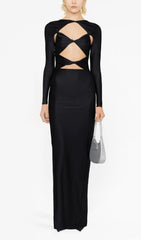 Glamorous Black Cut-Out Long Sleeve Maxi Dress