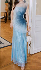 Haidar Dazzling Ombre Sequin Illusion Maxi Gown