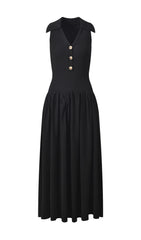 Haven Effortless Chic Black Sleeveless Knit Maxi Dress for Women
