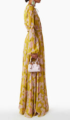 Vibrant Yellow Floral Maxi Dress