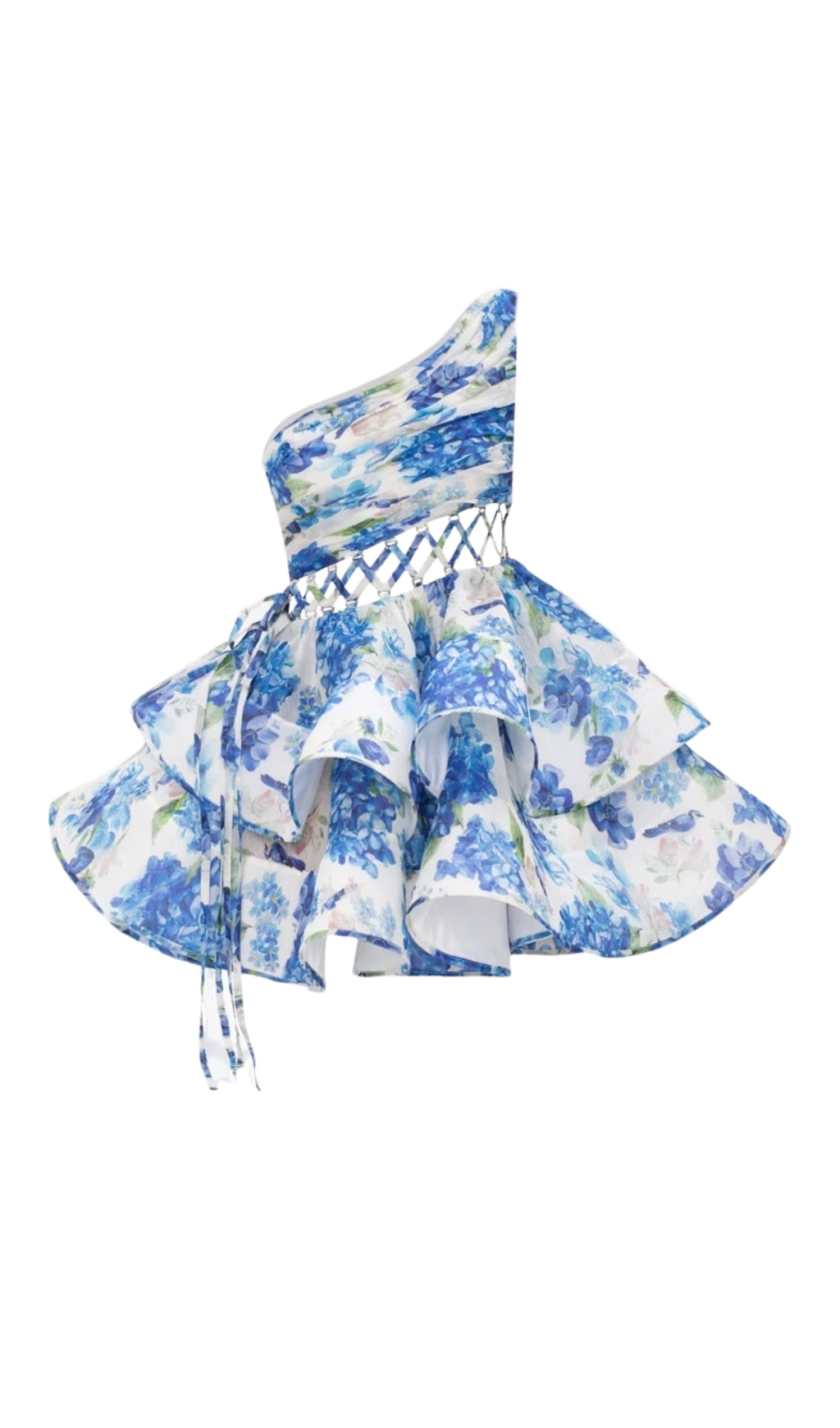 Carlotta Floral Bloom One Shoulder Ruffle Mini Dress
