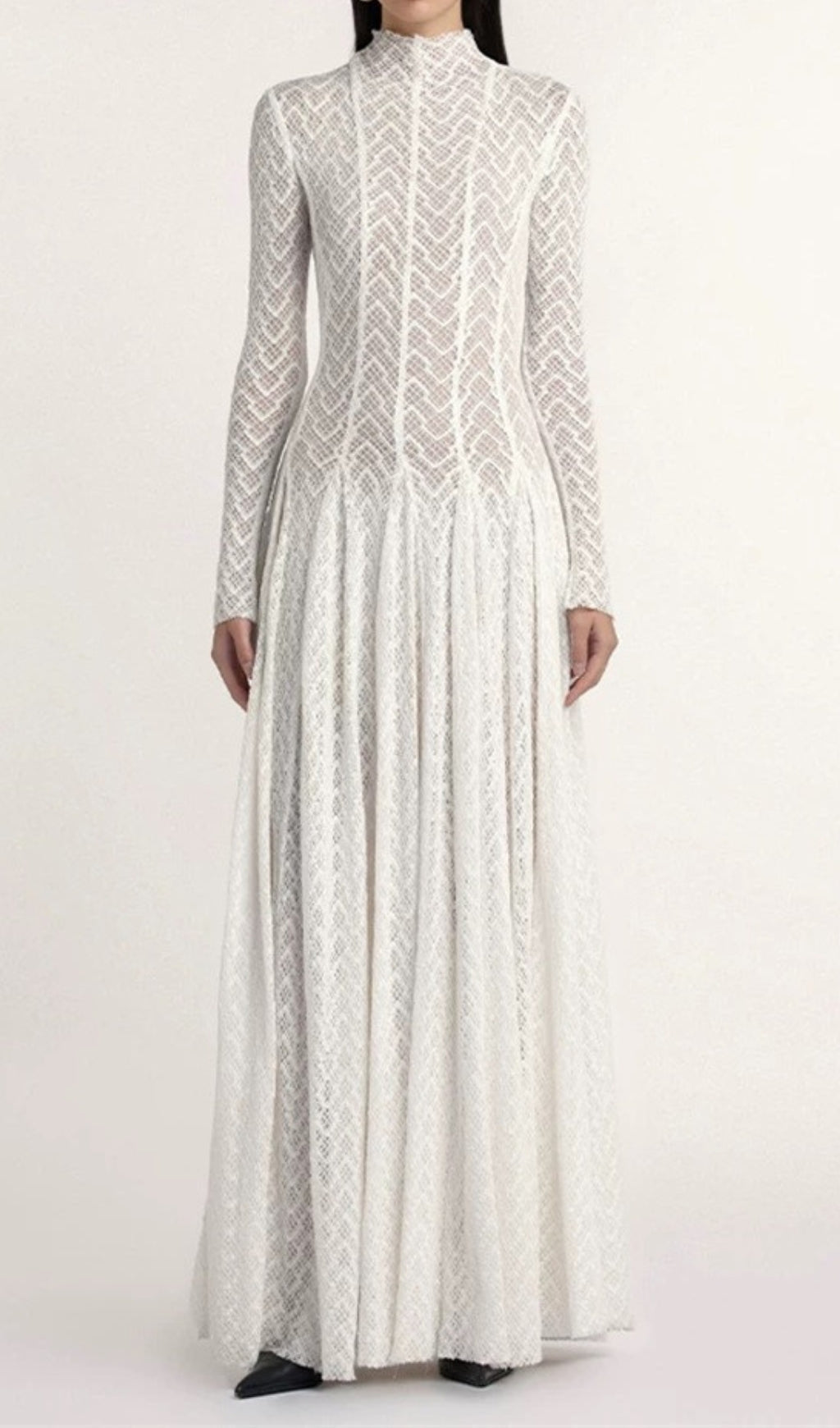 Dalise Elegant White Lace Maxi Dress
