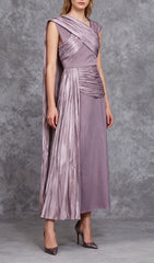 Ihsan Luxurious Mauve Ruched & Draped Maxi Dress