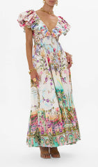 Girija Enchanting Floral Deep V-Neck Maxi Dress