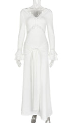 Akeelah Graceful Lace-Trimmed Flare Sleeve Maxi Dress