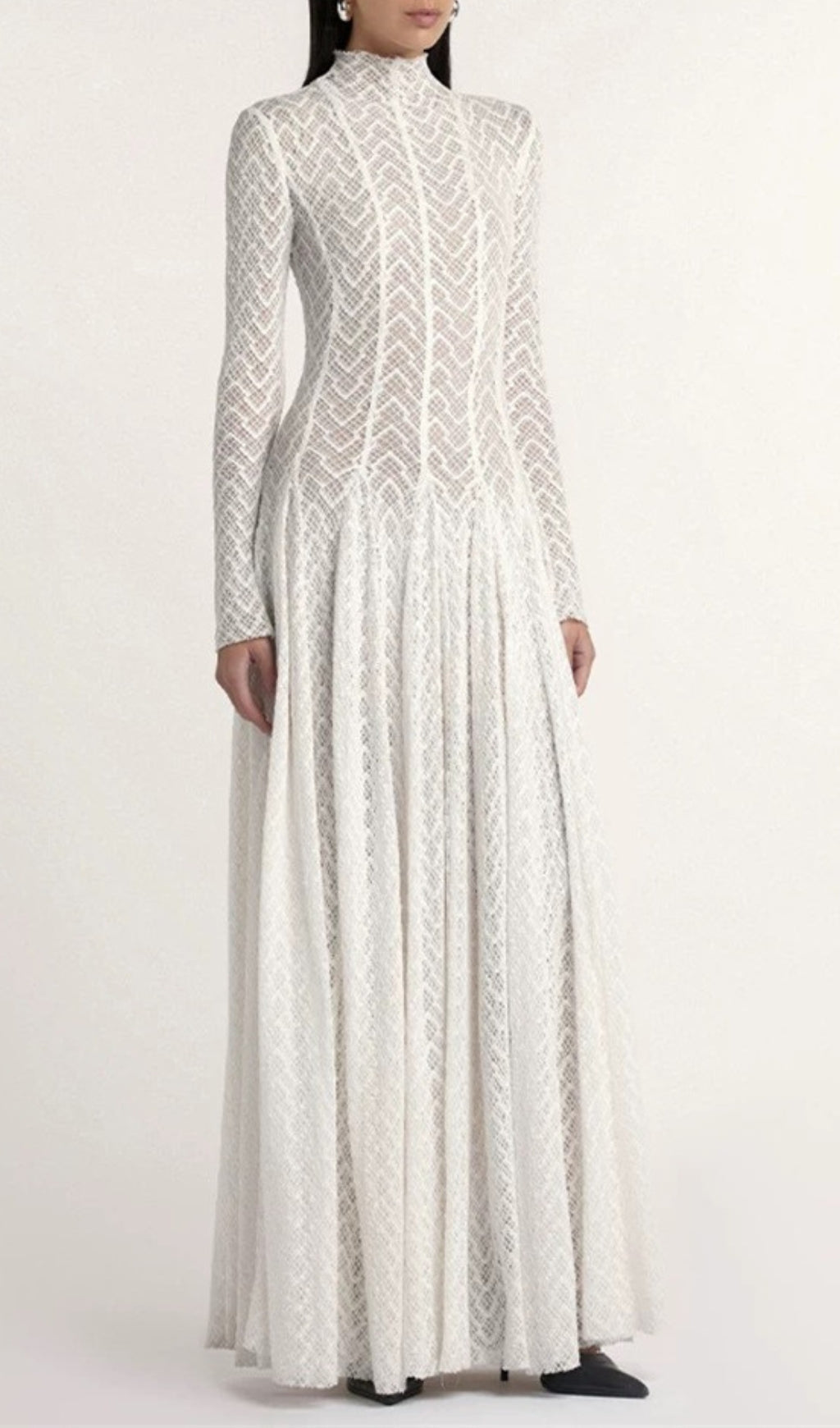 Dalise Elegant White Lace Maxi Dress