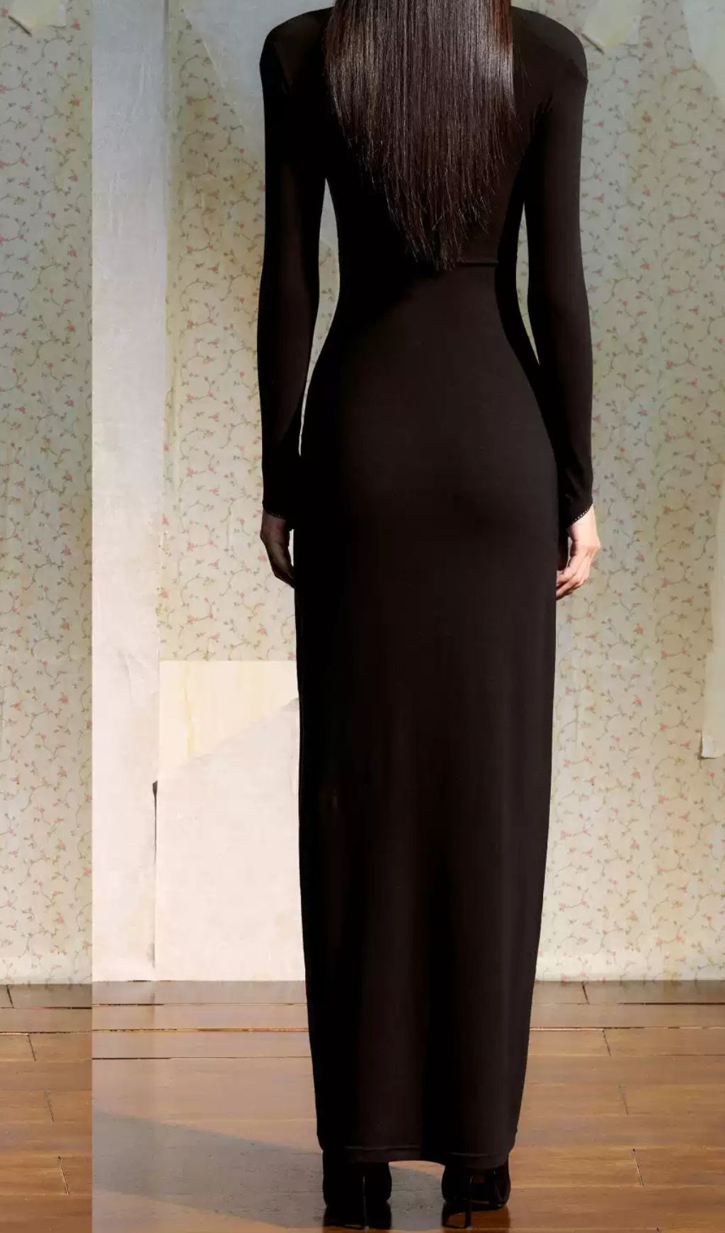 Juanita Ethereal Black Long Sleeve Maxi Dress