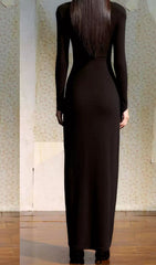 Juanita Ethereal Black Long Sleeve Maxi Dress