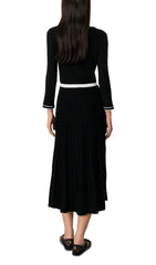 Redouane Elegant Black & White Knit Shirt Dress