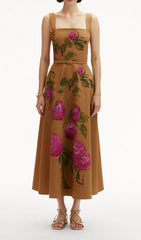 Women's Floria Chic Floral Belted Midi Dress