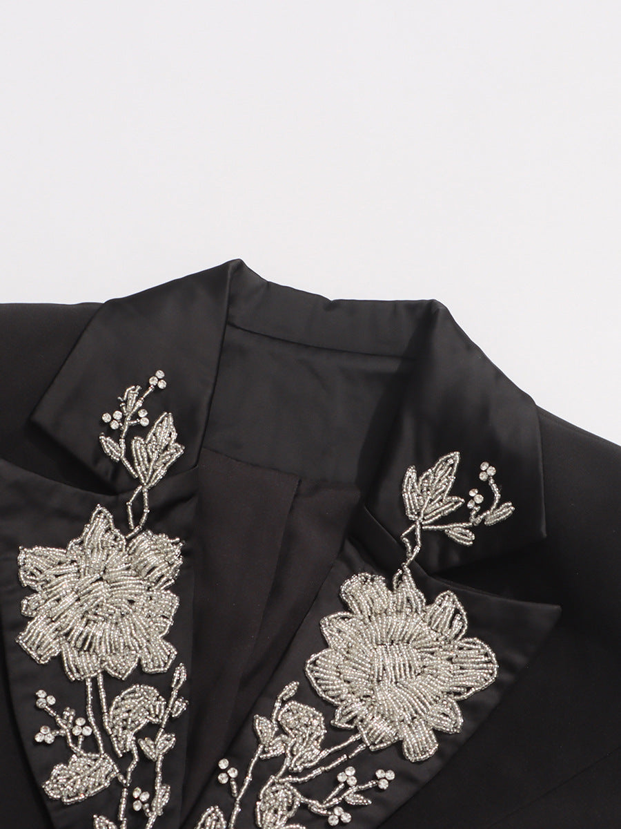 Ilonka Black Floral Beaded Maxi Dress