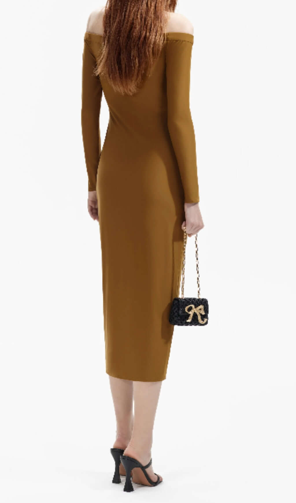 Bora Coffee Cutout Ruched Midi Dress