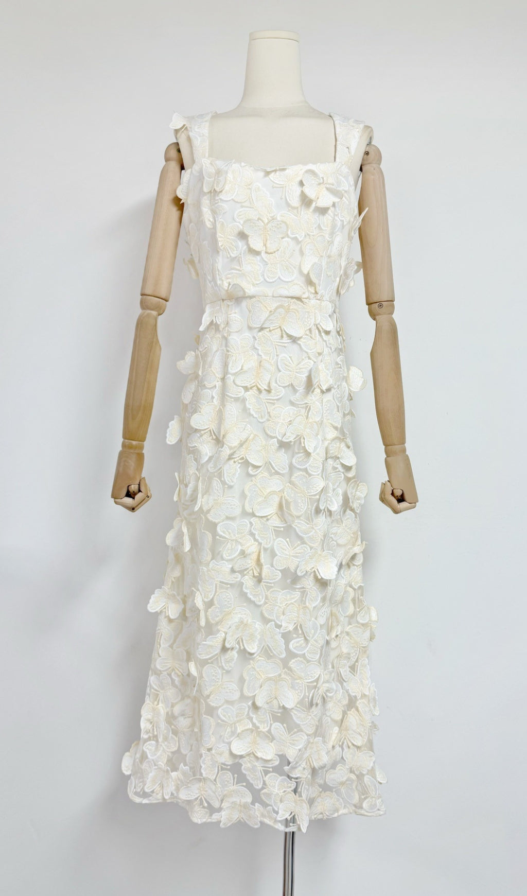 Eddy White Ethereal Butterfly Embroidered Maxi Dress