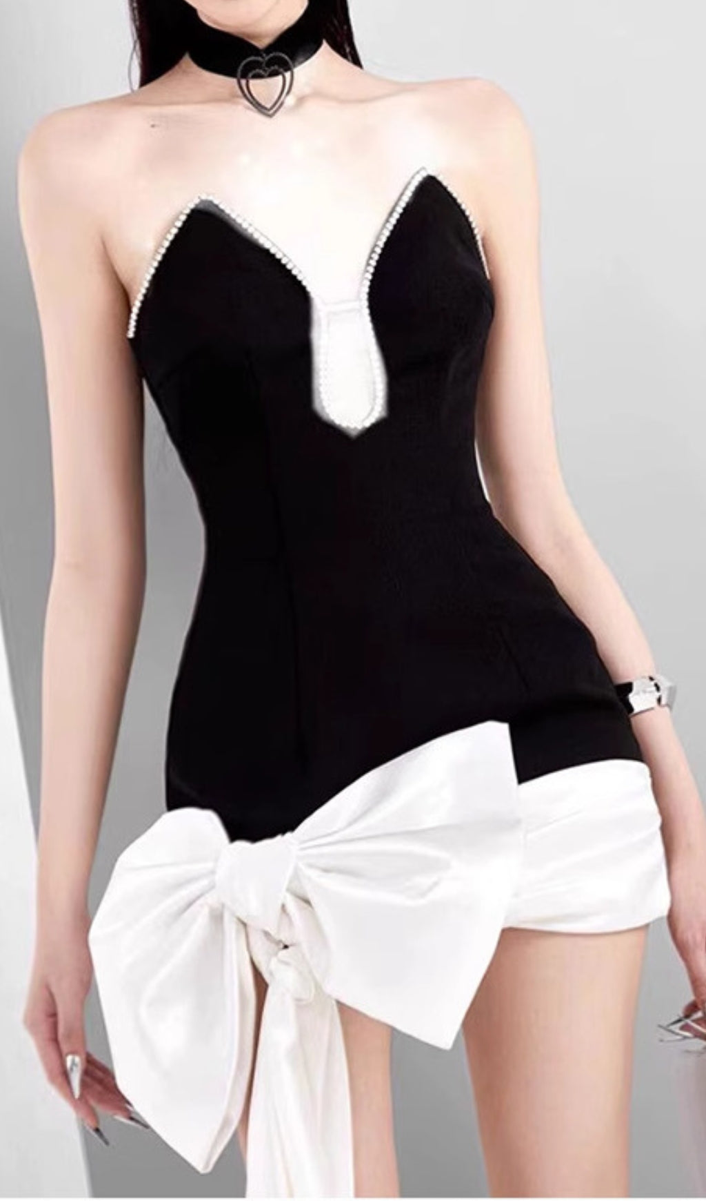 Dorona Glam Bow Strapless Mini Dress