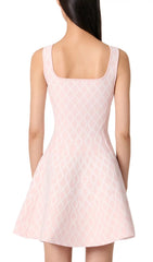 Chic Pink Jacquard Knit Mini Dress